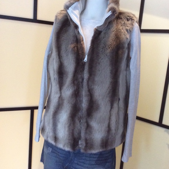 Kristen Blake reversible faux fur zip vest, sz S - Picture 2 of 12